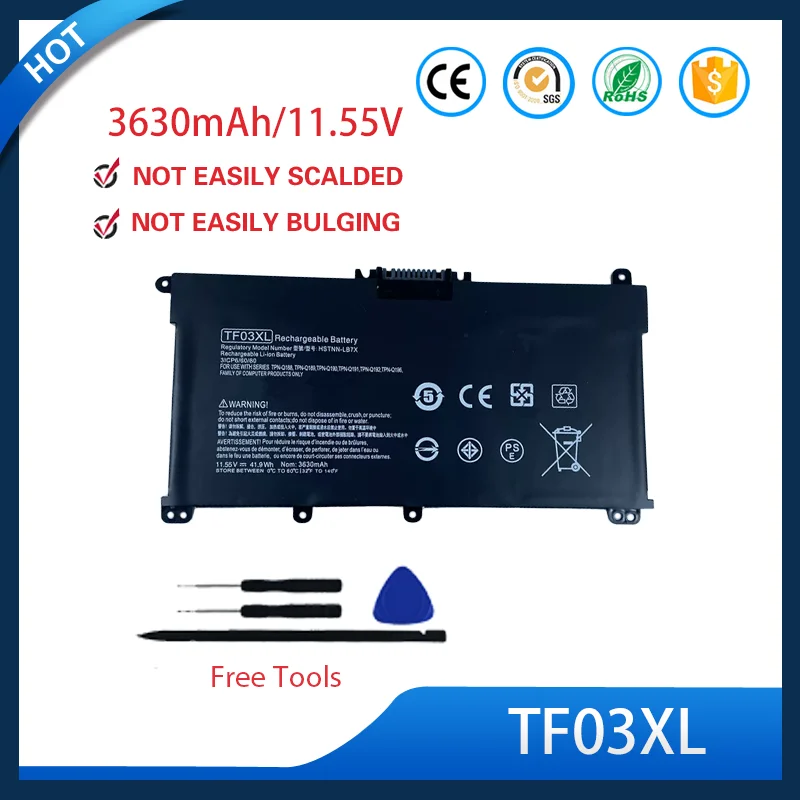 

Запасной аккумулятор TF03XL 11.55V 3630mAh, высокая емкость, литий-ионный, для ноутбука HP Pavilion 14 BF TPN C131 Q188 Q201, долговечный, безопасный.