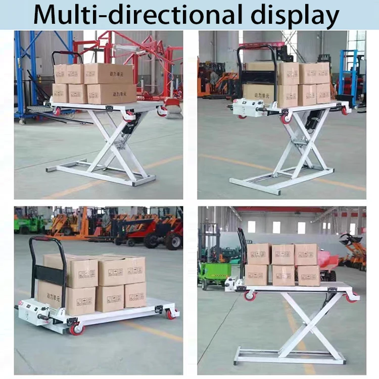 Hand-Pushed Mobile Lifting Platform Scissor-Type Folding Hydraulic Lift Truck with Electric Transport