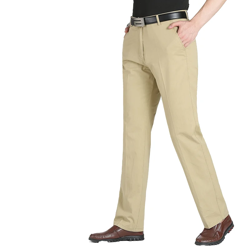 

Men's Trendy Suit Trousers - All-Season Solid Color 100% Cotton Breathable Business Casual Pants for Commuting Comfortable Work