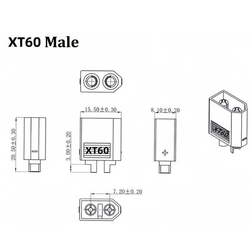 XT60 Stecker-Buchse-Kabel AWG12/16 10-100cm 8mm Loch Kupferanschluss-Adapterkabel für RC FPV Drohne Auto Boot Lithium-Batterie ESC-Ladung – Detail 9