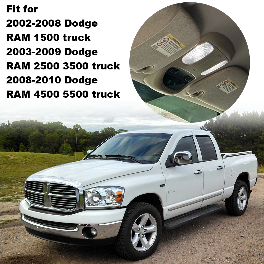 For Dodge Ram 1500 2500 3500 4500 5500 2006-2010 LED Overhead Console Dome Interior Roof Read Light LED/Halogen Bulb 1DK78BD1AA