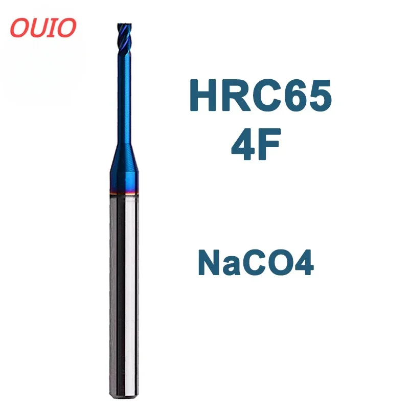 

OUIO HRC65 4 Flutes Deep Groove Tungsten Carbide End Mills Long Neck Milling Cutters CNC End Mill For Steel Extra Long Flute