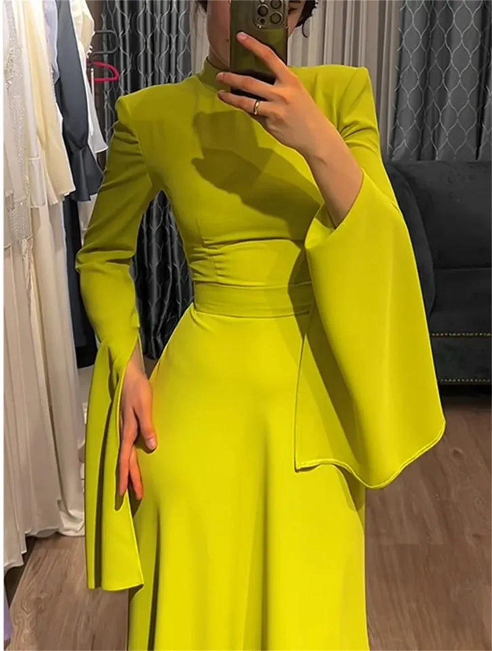 Annie Elegant Lady Prom Dresses Turtleneck Long Sleeves Vestidos De Fiesta Elegantes Para Mujer Ladies Robe 2024فساتين السهرة