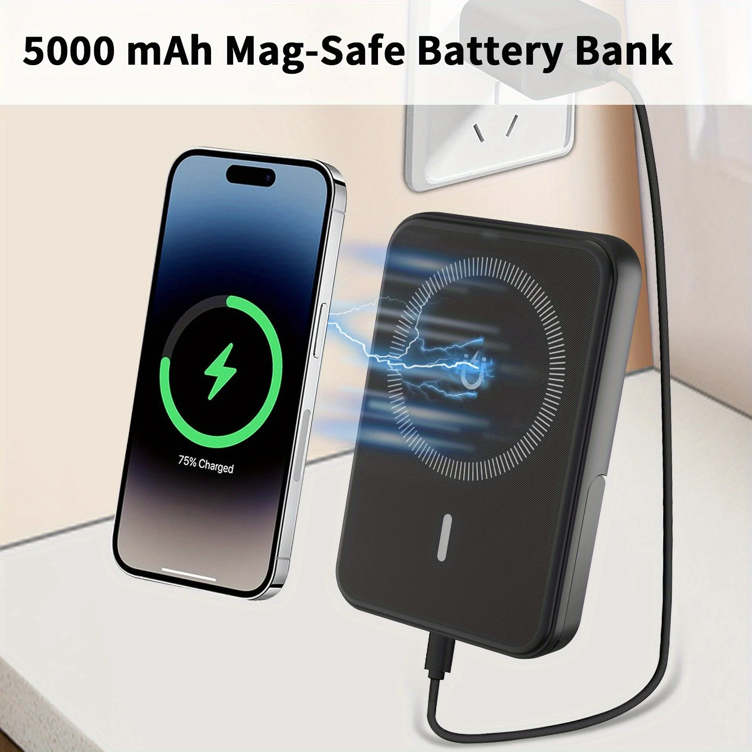 Detachabl 3 in 1 Magnetic Wireless MagSafe Power Bank 15W Fast Charger Portable Battery for iPhone 16 15 14 13 12 iWatch 5000mAh