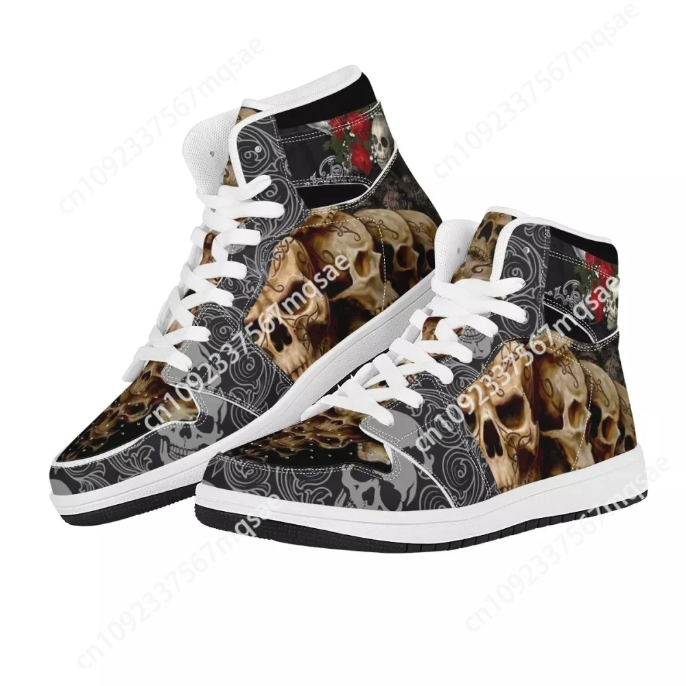 Noisydesigns Gothnic Punk Skull Men Shoes Customized Sneakers Male Basketball Shoes High Top Vulcanized Shoe zapatillas de mujer