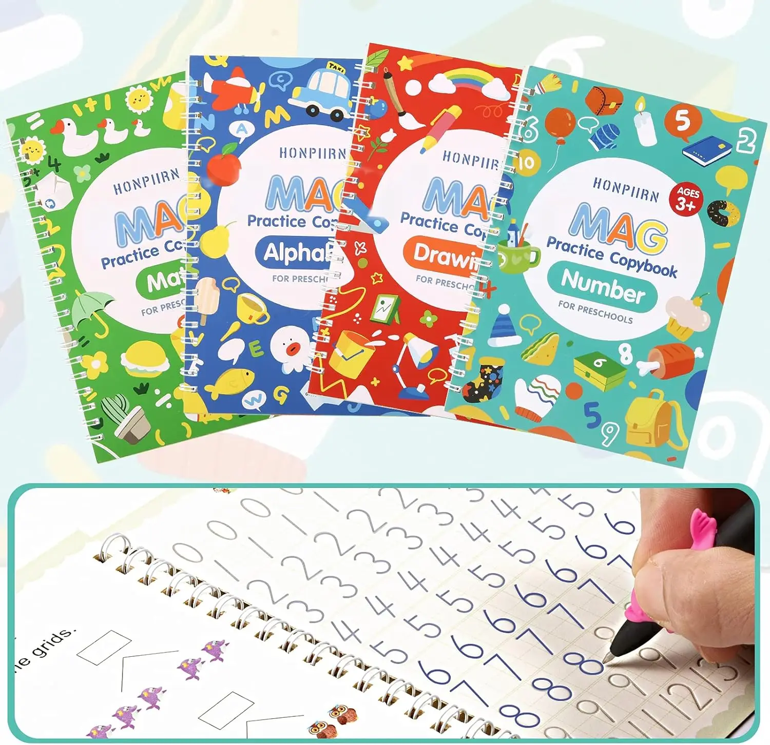 Imagem -04 - Caderno Mágico 3d Reutilizável para Crianças Livros Brinquedos Educativos Montessori Cópia Brinquedo Infantil Livro Didático