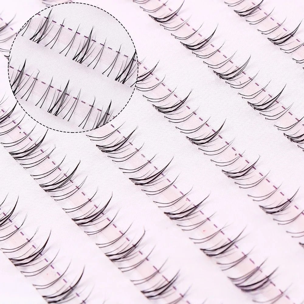 120 pairs of natural cluster lower lashes, ultra-fine V-shaped, easy to use - C-shaped curl, self-made eyelash extension product