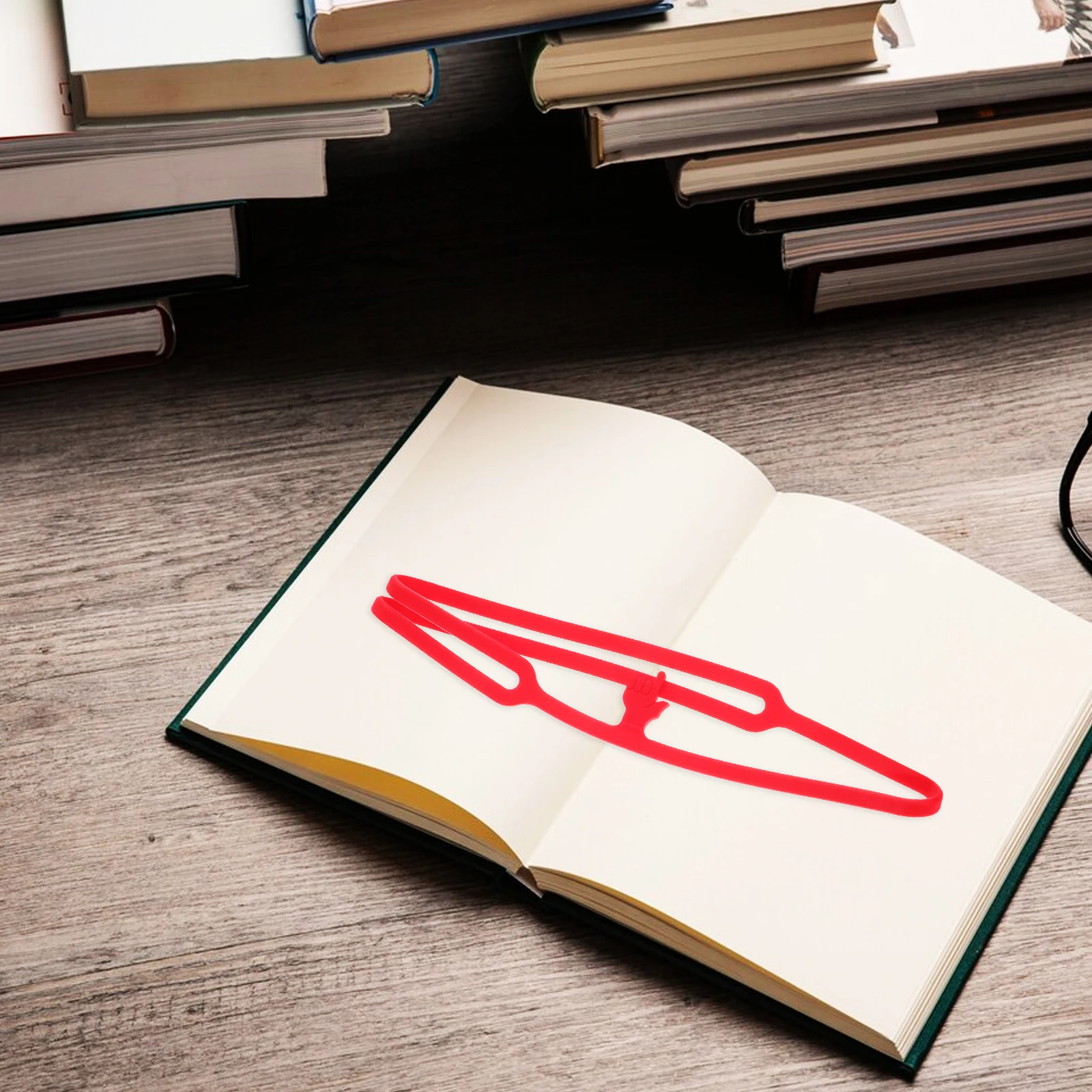

6 Pcs Silicone Finger Bookmarks Elastic Band Lightweight Cartoon Design Book Decor Student Stationery Red
