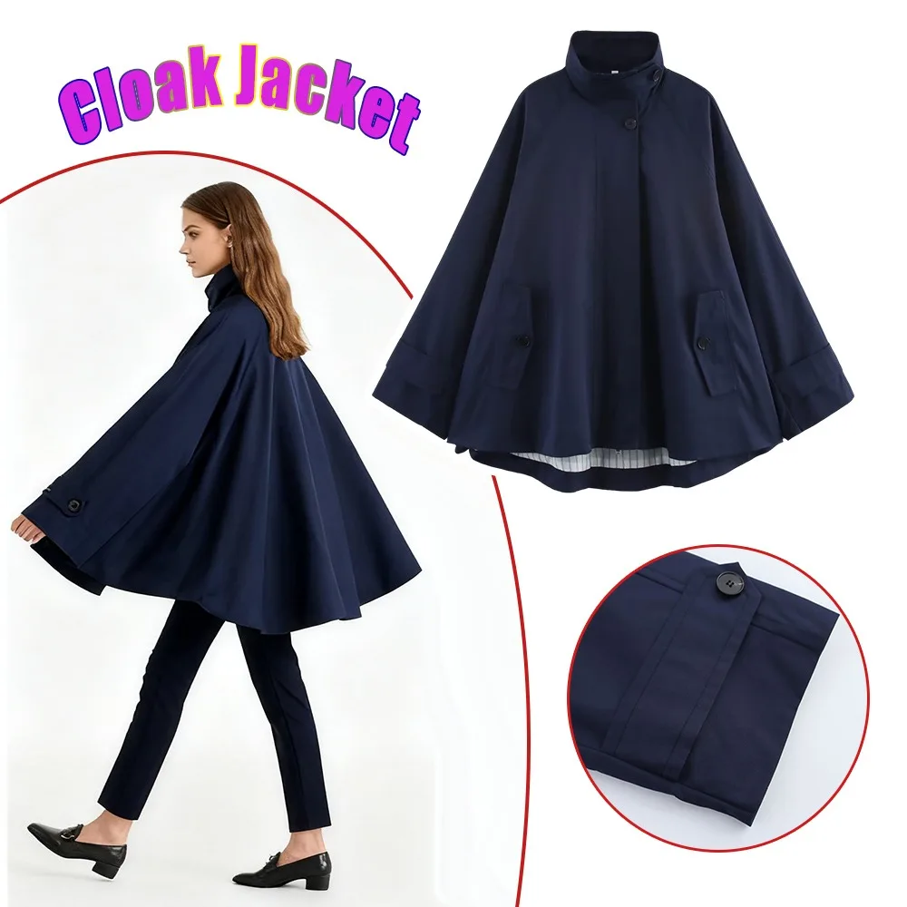 

Wholesale New Fashion Womens Apparel Cape Style Coat with Tie Strap Decoration Ladies Outerwear Cloak Jacket Clothing Hot Trends