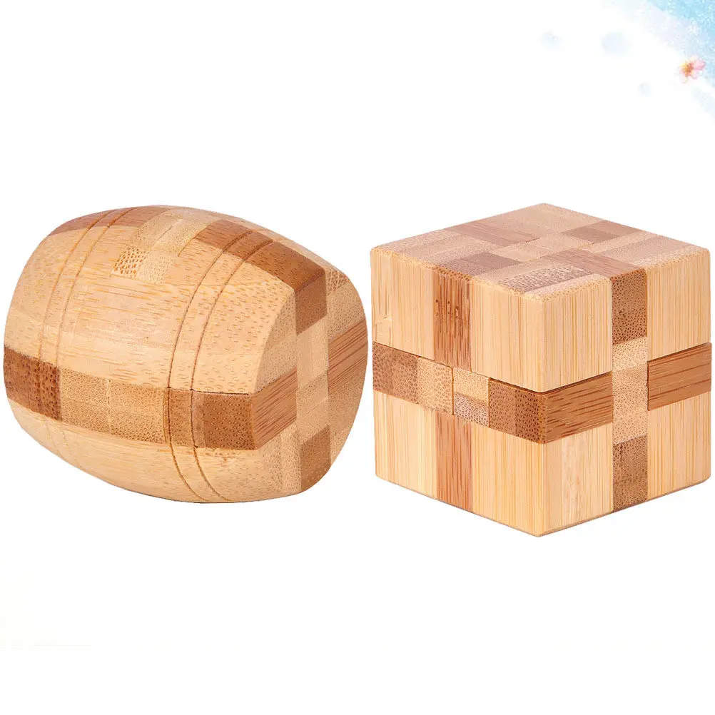 

2Pcs Bamboo Ming Lock Iq Assembling Ball Intellectual Puzzle Game Fine Craft Safe Smooth Surface Kids Adult Brain Teaser