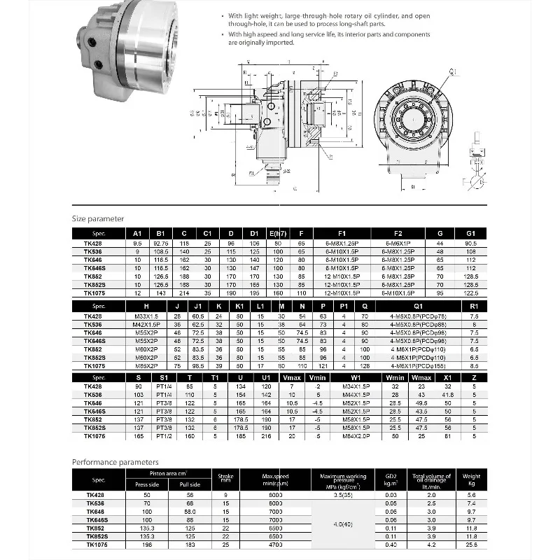 Hollow And Solid Rotary Hydraulic Cylinder For Hydraulic Chuck Taiwan Standard 3 Jaw Lathe Chuck Actuator Oil Cylinder