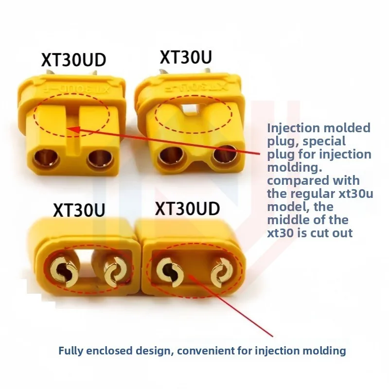 XT30UD-M / XT30UD-F Waterproof Plug 10A-30A Copper Gold-plated Male Female Connector for RC FPV Racing Drone Lipo Battery