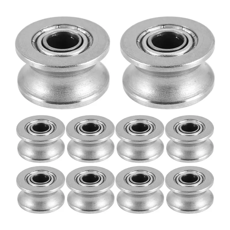 AEE3-10Pcs U Groove Bearing U624ZZ Carbon Steel Durable V Groove Ball Bearing Pulley For Rail Track Linear Motion Systems