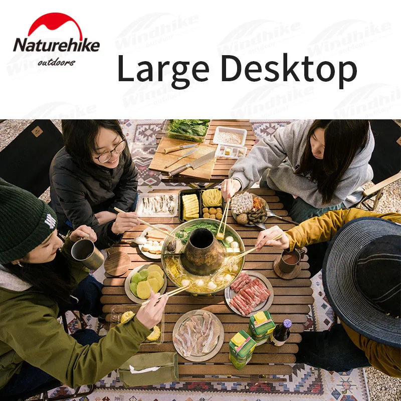 Naturehike Beech Solid Wood Hexagonal Widening Egg Roll Table Folding Desk Portability Outdoor Camp Picnic Barbecue Fishing