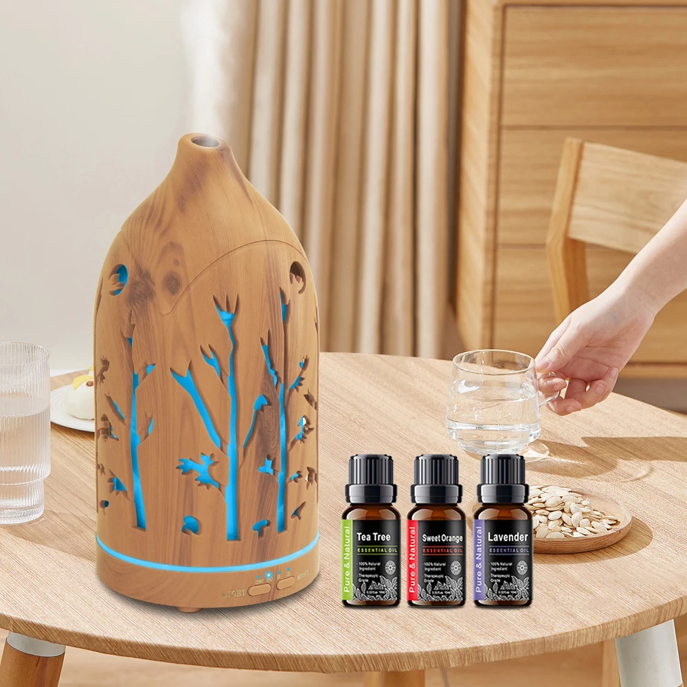

Hollow Out Aromatherapy Diffuser 7 LED Colors, 3 Essential Oils, Auto Shut-Off & Whisper Quiet