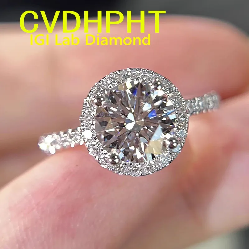 

3Ct Customize Ring real Solid 14K white gold Lab grown dimaond ring IGI Round cut D VS1 Wedding engagement ring