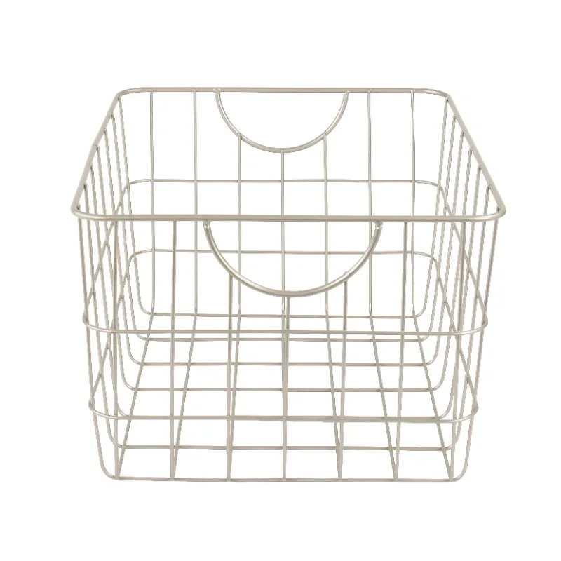 

Diversified Steel Utility Wire Storage Basket with Curved Easy Grab Handles, Satin Nickel