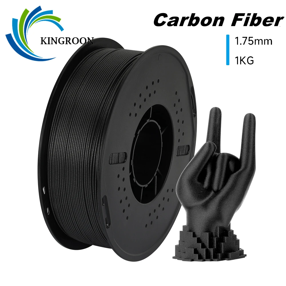 NEW KINGROON PLA PETG Carbon Fiber 3D Printer Filament 1.75mm 1kg (2.2lbs) PETG-CF PLA-CF High Strength 3D Printer Material