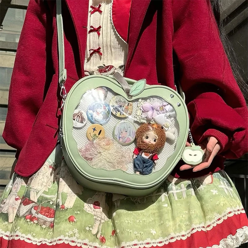 กระเป๋าถือมัลติฟังก์ชั่นของผู้หญิงน่ารักหวาน Apple Shape แฟชั่นการออกแบบกระเป๋าถือความจุขนาดใหญ่ใหม่อเนกประสงค์ Niche กระเป๋าโปร่งใส