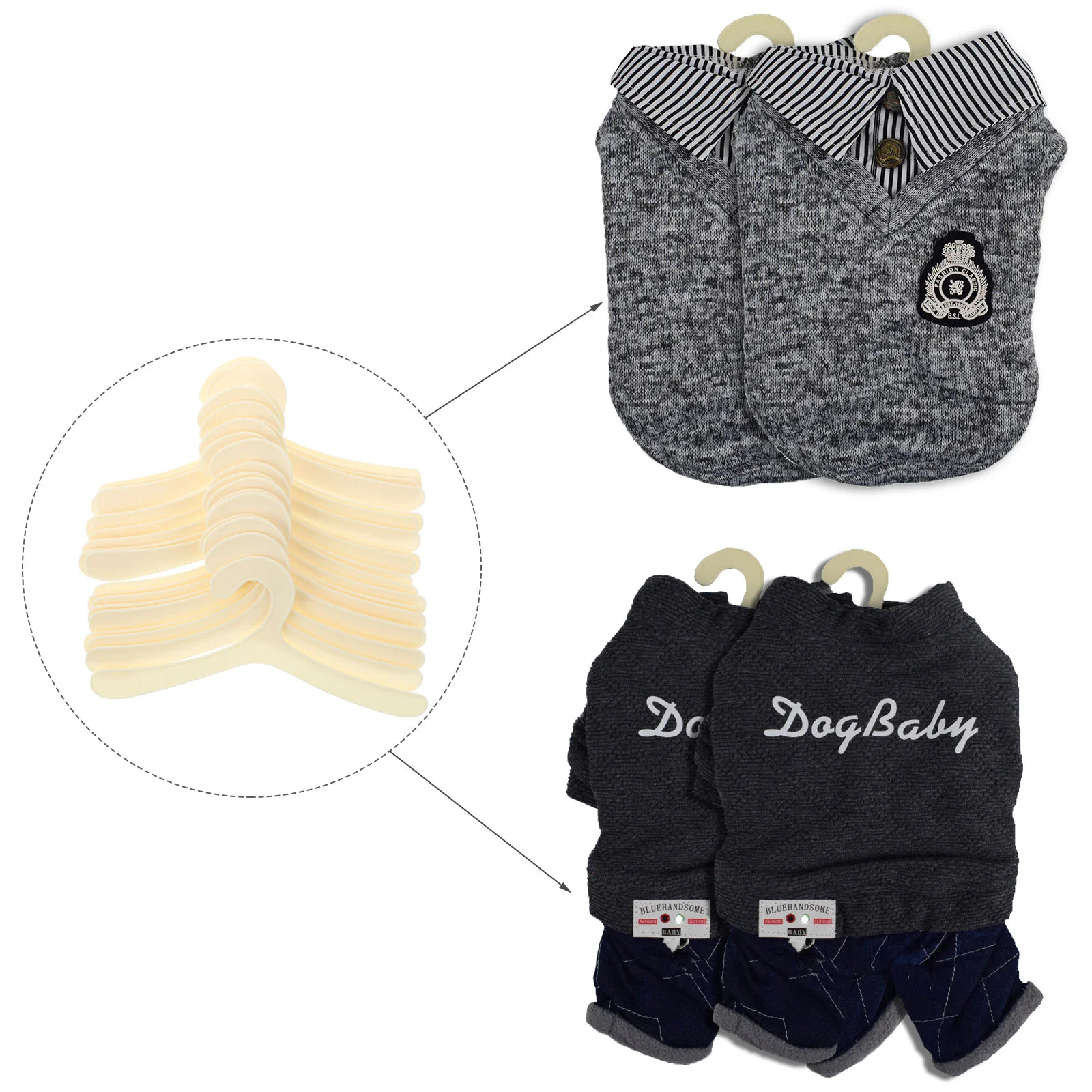 20 grucce per abbigliamento per animali domestici, ganci in plastica da 19 cm per cani di piccola taglia, ganizer, idea regalo per riporre oggetti portatili