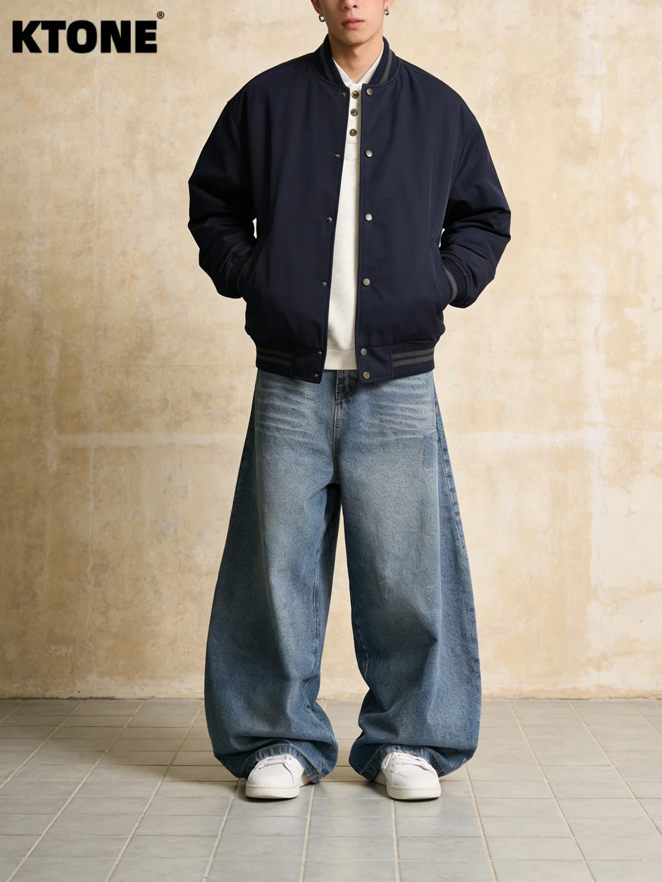 

Contemporary Blue Men's Baggy Jeans For Man Original Y2K Drip Daily Denim Pants No accessories or belts included