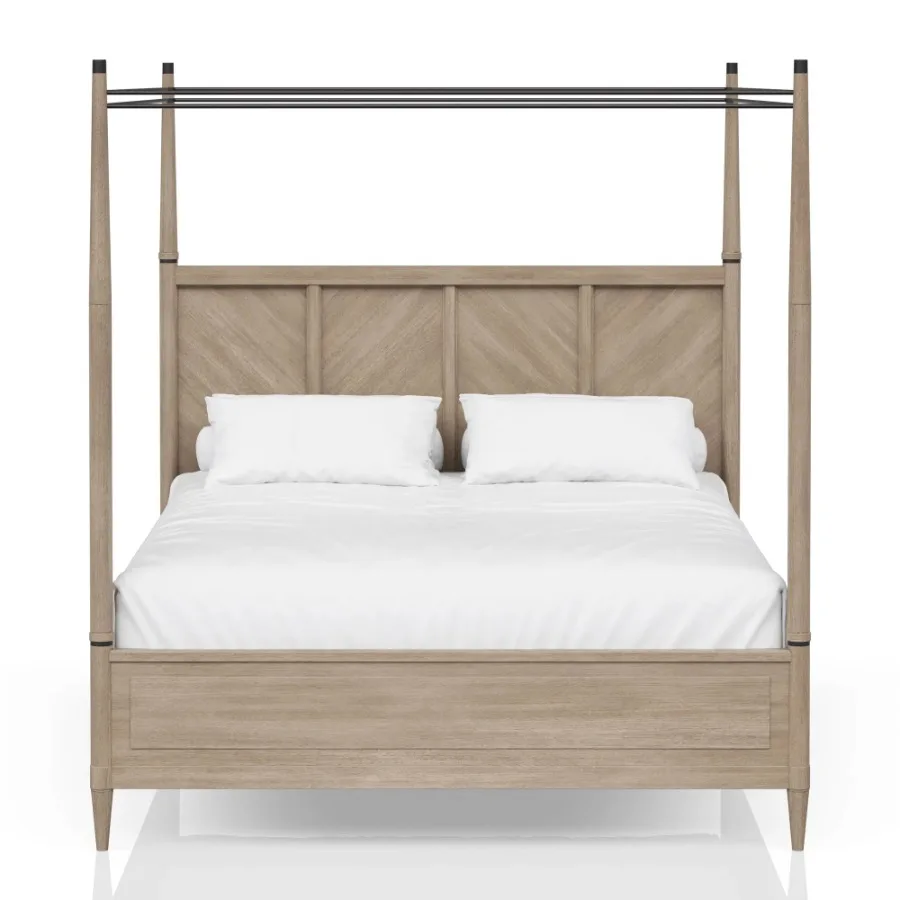 

King Canopy Bed in Sand Colored Finish