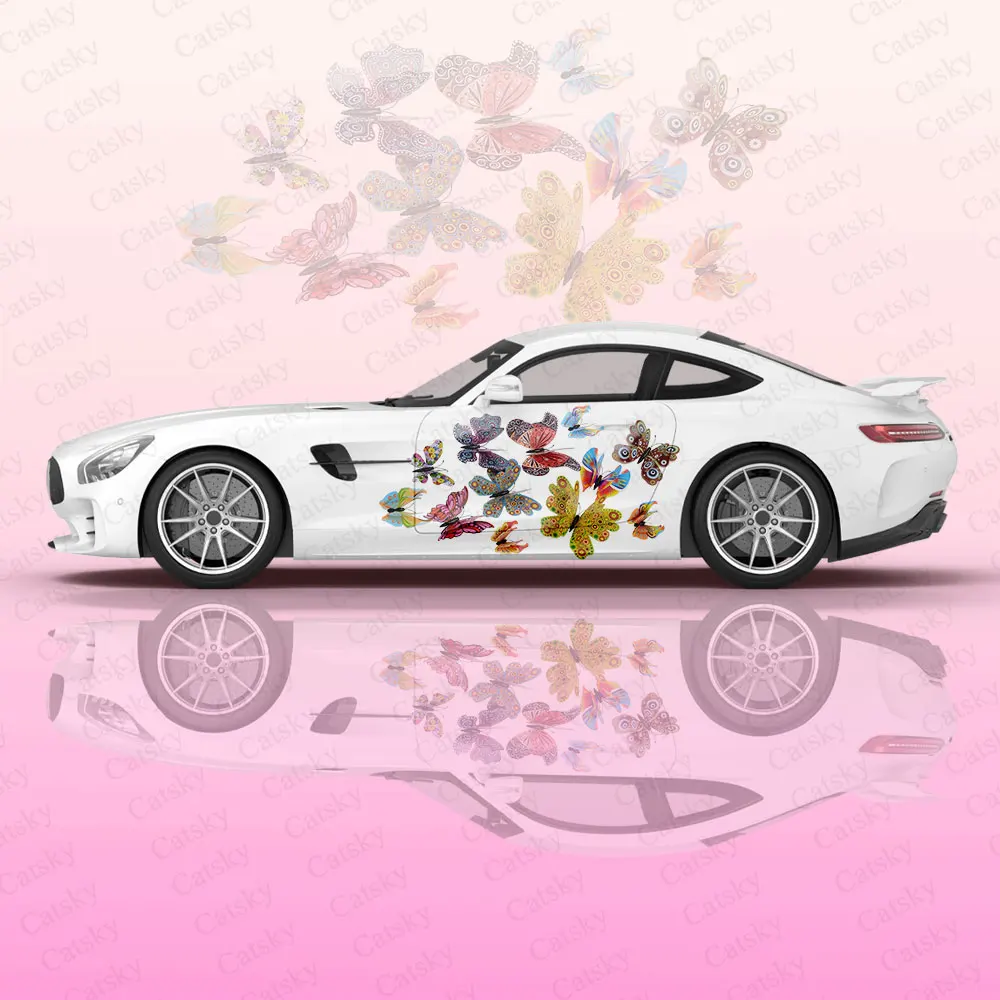 Colorful Butterfly Car Body Stickers Itasha Vinyl Car Side Decal Sticker Car Body Sticker Car Decor Stickers Car Protective Film