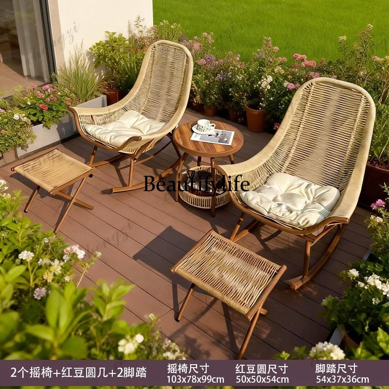 

Reclining chair Garden Balcony Home leisure rattan chair Outdoor courtyard Lazy rocking rattan rocking chair