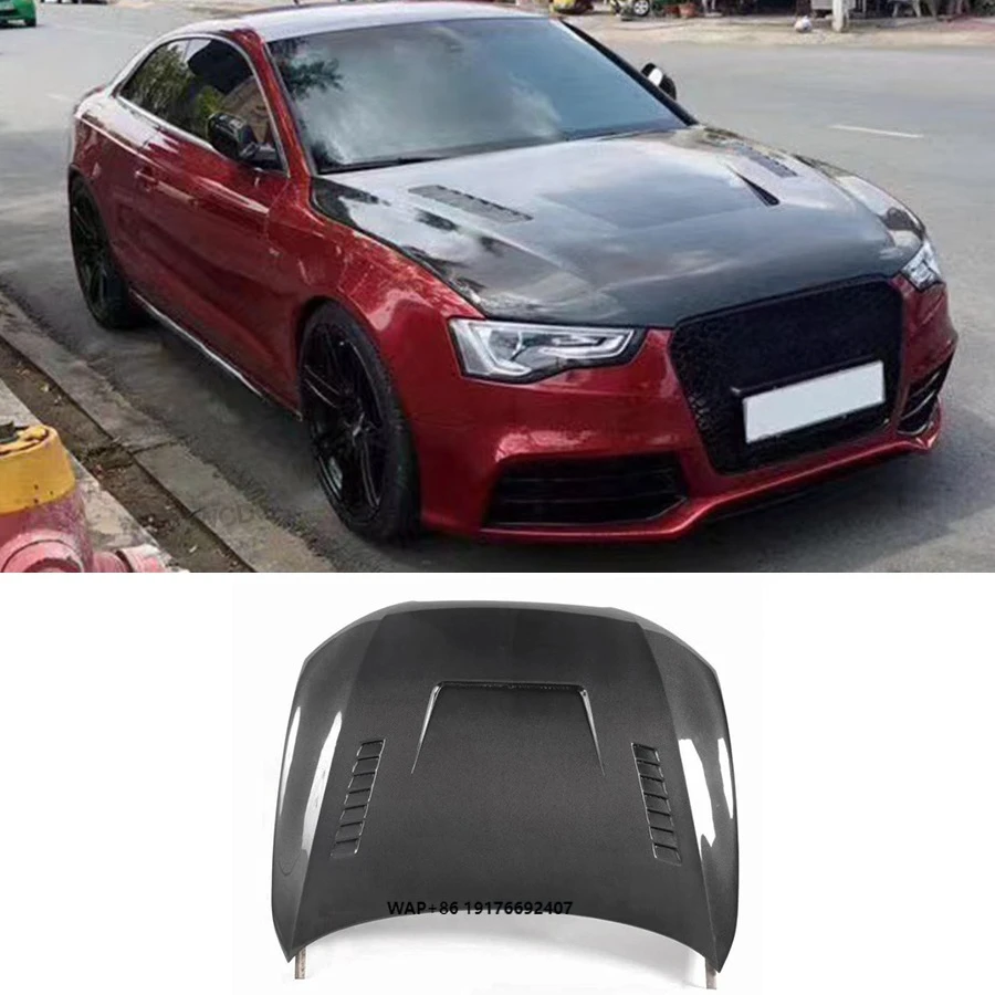 

ForAudi A5 S5 RS5 2012-2016 Carbon Fiber Front Hood Air Vents Engine Hood Bonnet Cover Car Bodykit Replacement Parts