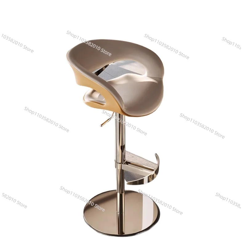 

Light luxury leather bar chair backrest high foot lift bar stool designer high-end home guide chair
