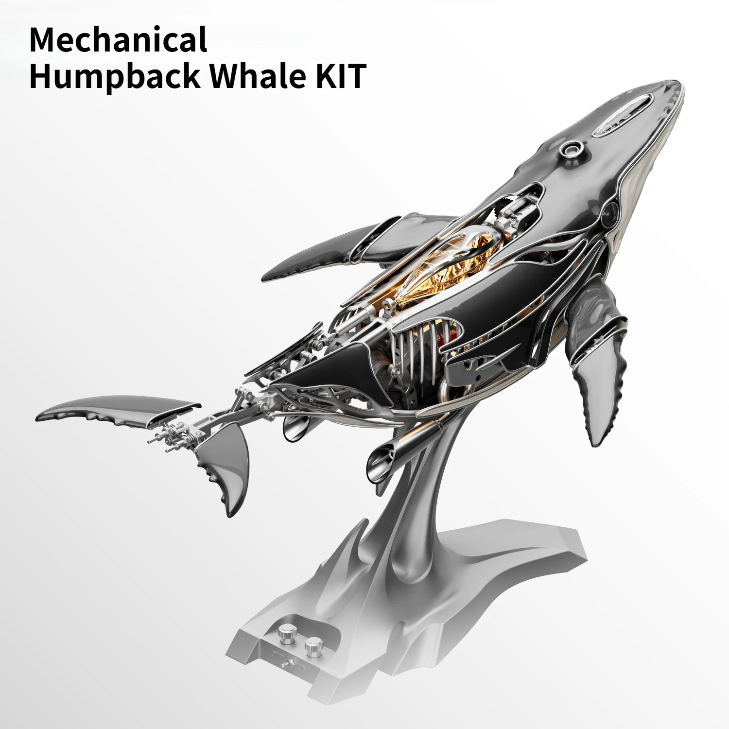 

Предпродажа, комплект для сборки механического кита, металлический механический горбатый кит с бионическим световым эффектом, подвижные настольные украшения, игрушка