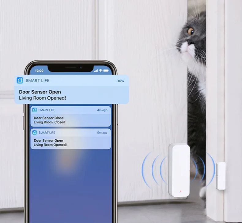 Sensor inteligente Wifi ZIgbee para puerta y ventana, Detector de encendido y apagado, Notificación por aplicación, alarma de seguridad para el