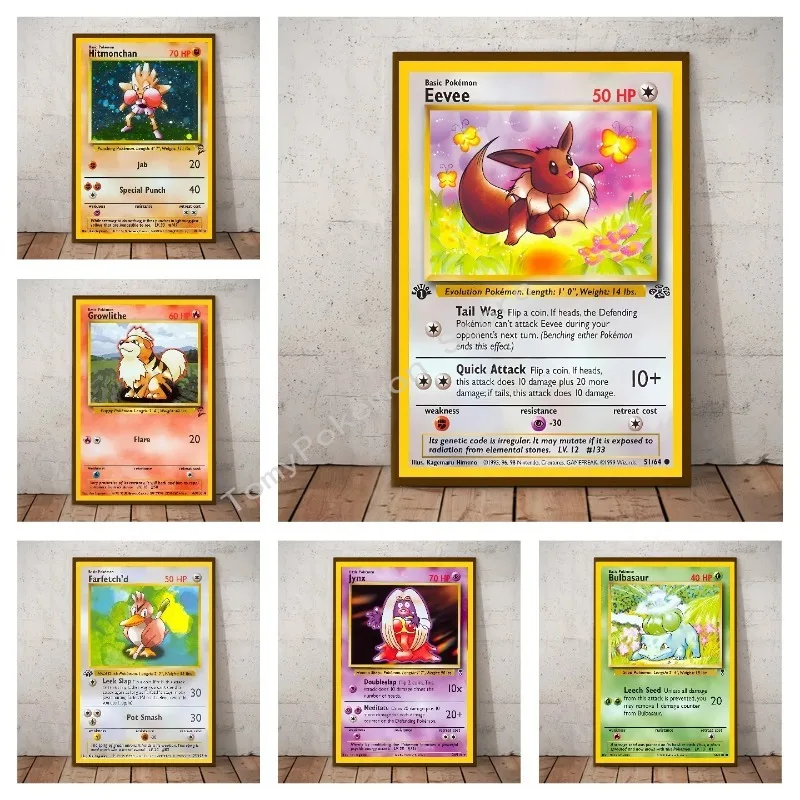 Pokemon Basis Set 1996 Jaar Engels Kaarten Shining Canvas Painting Poster Print Watercolor Wall Art Picture Home Decor Gifts