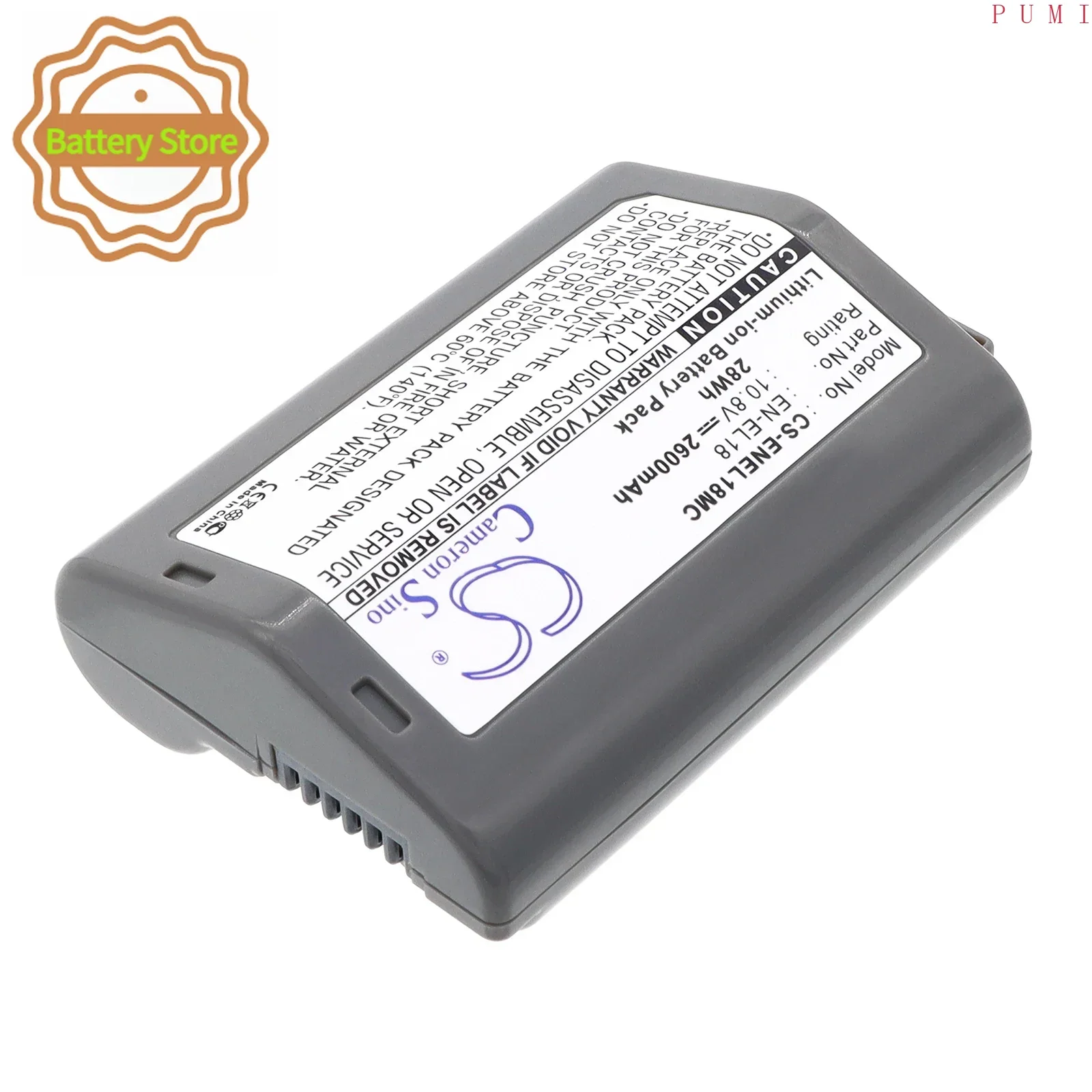 CS Replacement Battery for NiKon D4 DSLR,D4S,D5,D800,D800E,D810,D810A,D500,D850 PN:EN-EL18,EN-EL18a 2600mAh / 28.08Wh