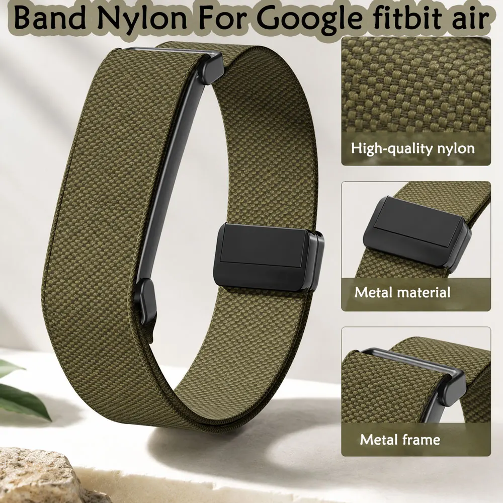 Nylon-Elastikband mit magnetischer Schnalle für Google Fitbit Air, hautfreundlicher, atmungsaktiver Stoff-Ersatz für Google FitbitAir