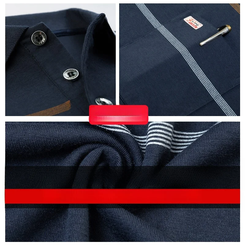 

New Dad Style Long Sleeve Stripe T-Shirt Men's 40 50 Years Old Middle-Aged And Elderly Base Shirt Loose Fit Cotton Cleanfit
