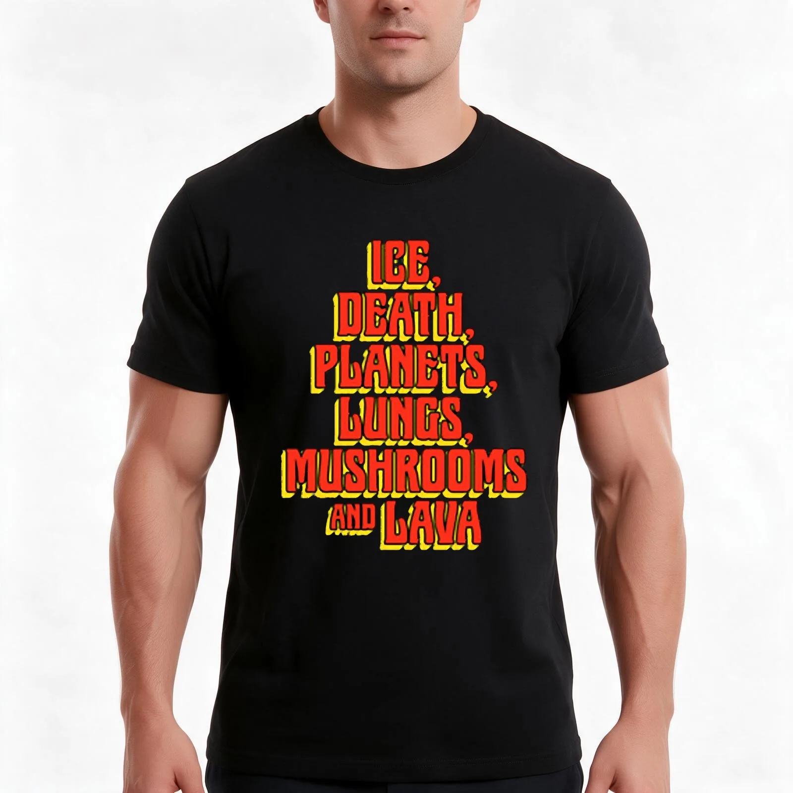 Ice, Death, Planets, Lungs, Mushrooms and Lava T-Shirt, Summer Casual Cotton Tee, Oversized Streetwear Tops, Unisex Men Women