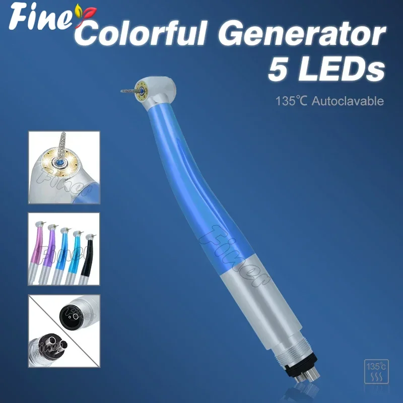 

Colorful 5 Led Dental Handpiece Push Button High Speed Hand Piece High Rotation Dental LED Turbine Dentist Tool for Dentistry