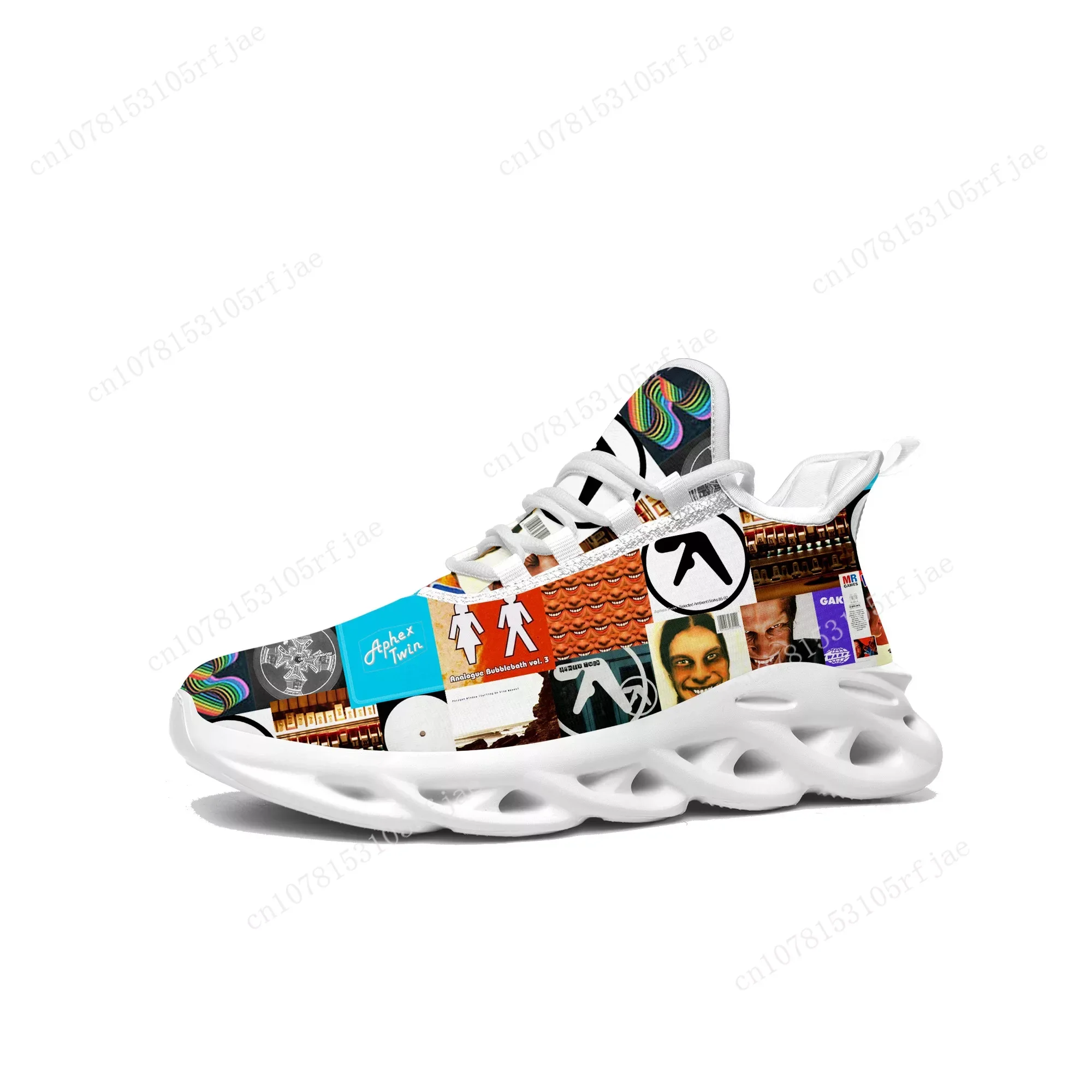 Aphex Twin Flats Sneakers Heren Dames Muziek Dj Mixer Sport Hardloopschoen Sneaker Veters Gaasschoenen Op Maat Gemaakt Schoen Wit