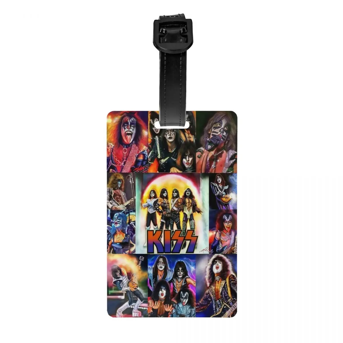 Custom KISSs Rock & Roll All Nite Party Luggage Tag Heavy Metal Band Travel Bag Suitcase Privacy Cover ID Label