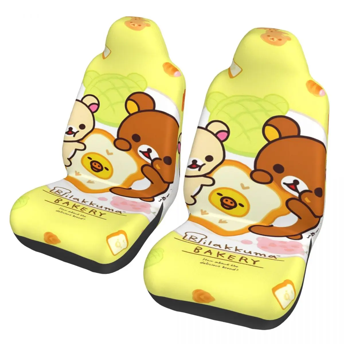 

Чехлы на автомобильные сиденья Rilakkuma, передние сиденья, 2 шт., защита салона автомобиля, универсальные, подходят для грузовиков, фургонов, внедорожников, седанов