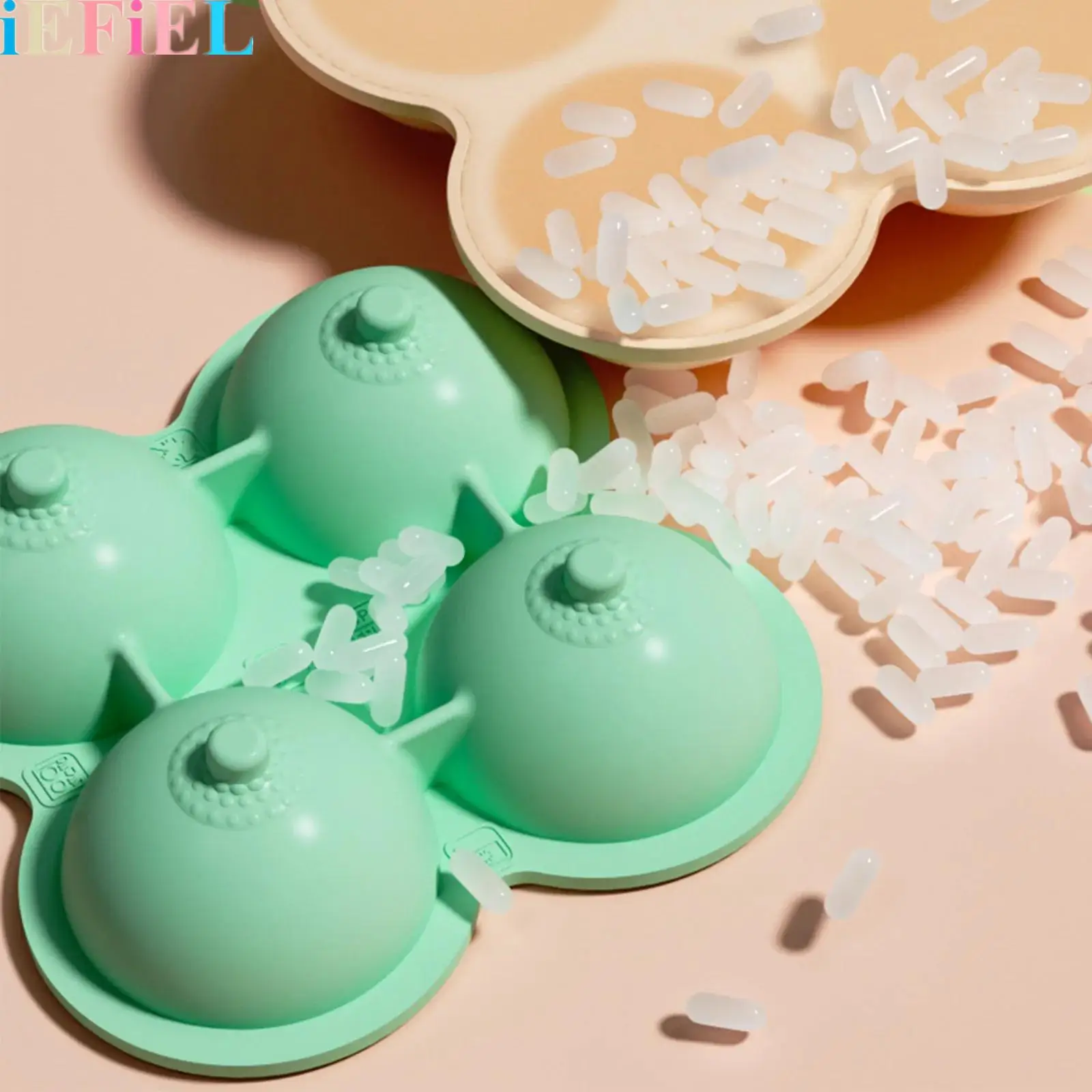 

4-Cavity Ice Cube Breast-Shaped Silicone Ice Cube Tray Mold Ice Tray DIY for Fun Whiskey Coffee Cocktail Easter Party