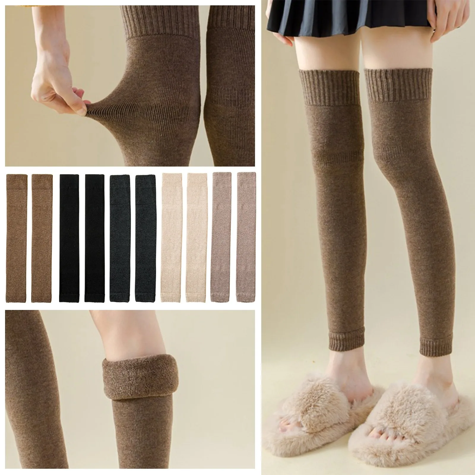 

Fall Winter Thicken Solid Color Women Ankle Warmer Gothic Long Socks Crochet Cosplay Socks Boot Cuffs