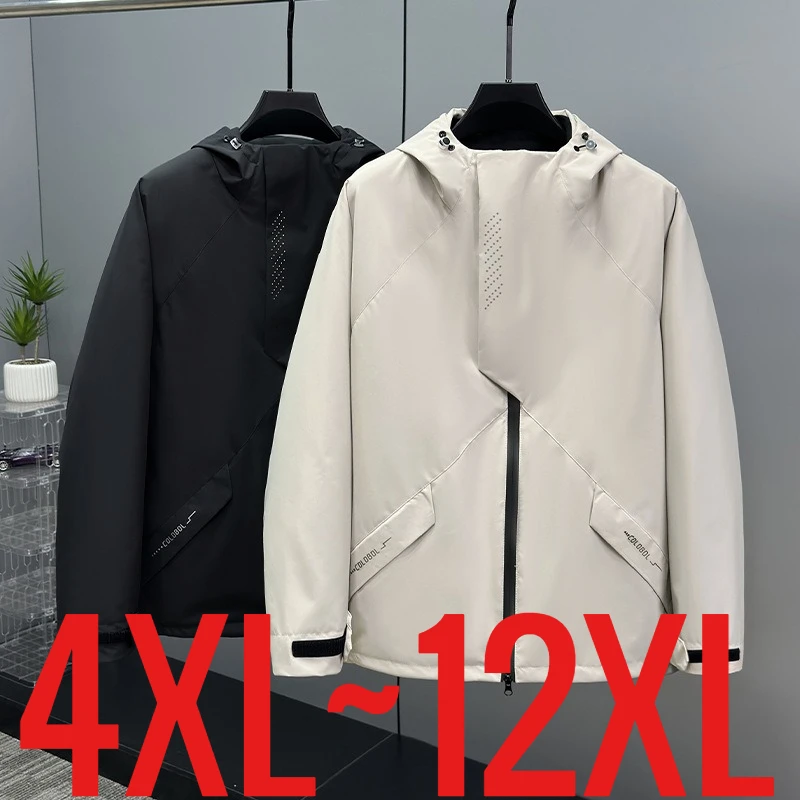 

Супер большой размер 12XL Мужская куртка с капюшоном на молнии Мужская водонепроницаемая ветрозащитная куртка Extra Big Plus 6xl 7xl 8xl 9xl 10xl Осень