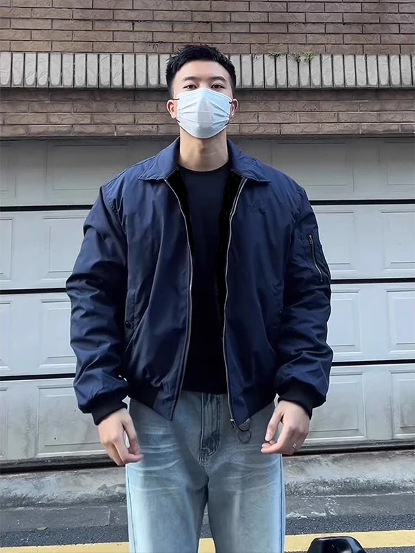 

American Sle Pilot Jaet Men's Spring Autumn Casual Cleanfit High-End Trendy Baseball orm Loose Fit Zipper Windproof