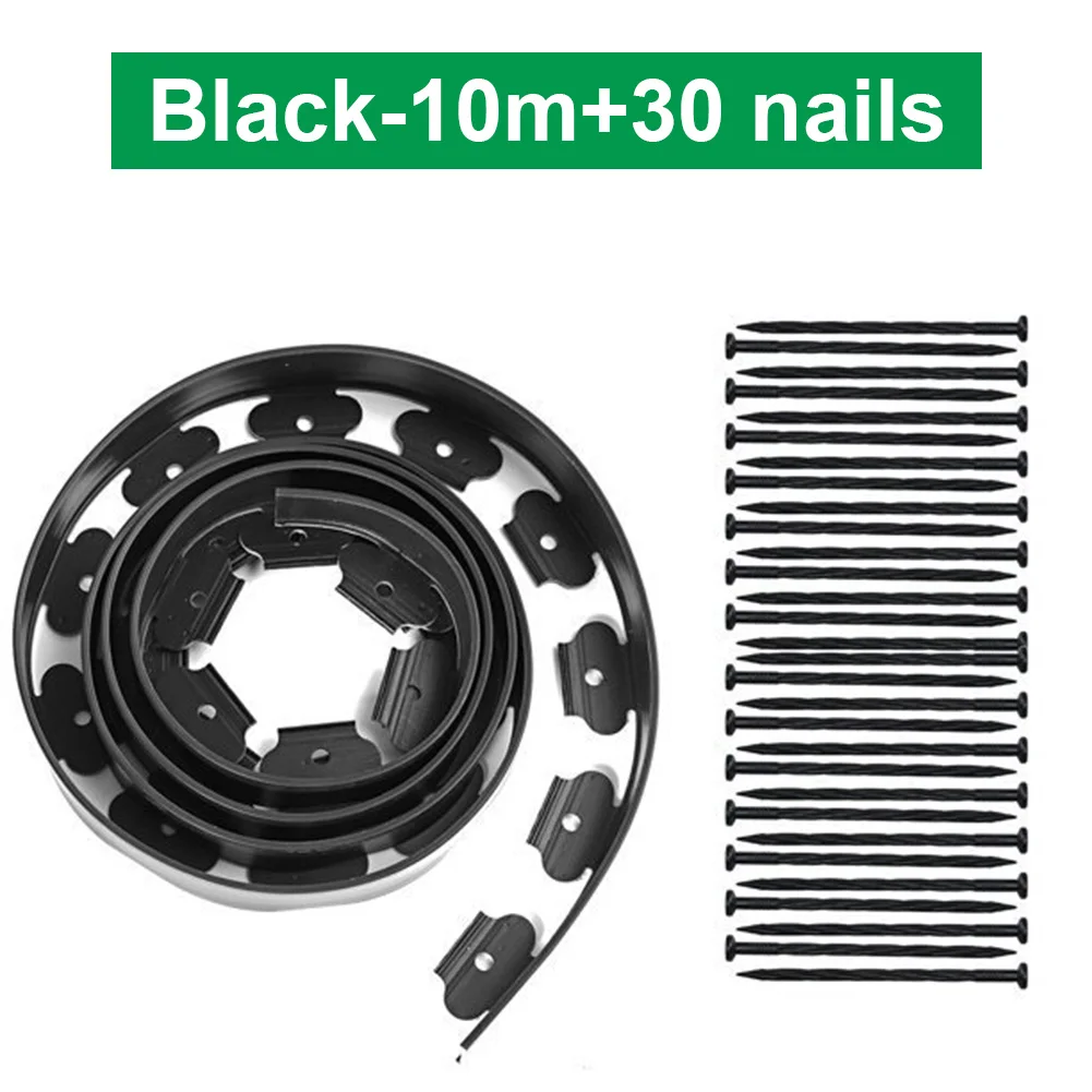10M Landscape Edging No Dig with 30Pcs Stakes No Dig Garden Border Edging Landscape Edging Border Kit for Yard Flower Beds Grass