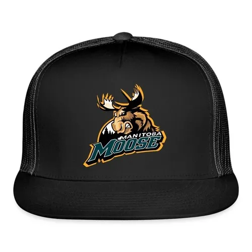 Gorra de camionero negra Manitoba Moose, talla adulto