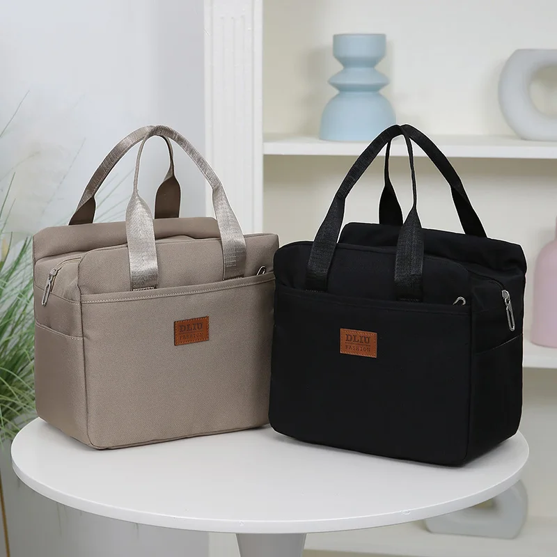 Bolsa de almuerzo de color sólido con cierre de cremallera interior de papel de aluminio, bolsa de trabajo portátil de gran capacidad, bolsa de almacenamiento, bolso