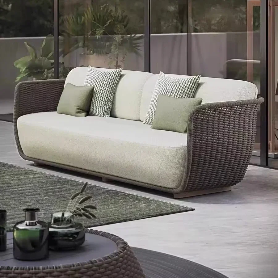 

l # Outdoor Furniture Set Using Waterproof Fabric Rattan and Aluminium Frame Design Outdoor Coffee Shop Hotel Table and Chair Se