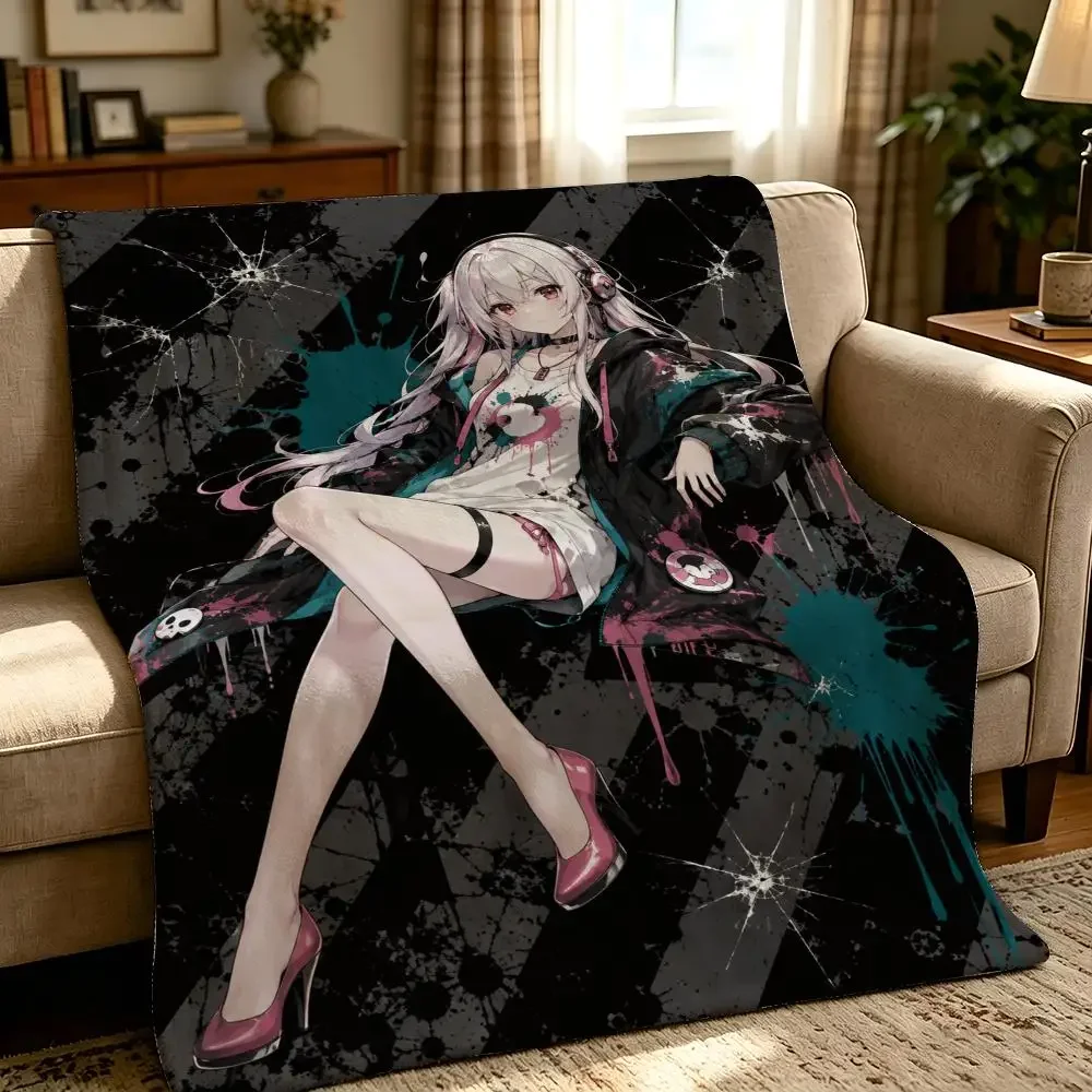 Anime Super Sonico Kawaii Music Throw Thick Comfort Flannel Quilt,Multi-use for Sofa Bed Camping Travel Nap, Soft Warm
